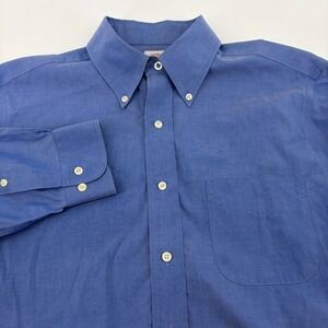 Brooks Brothers 346 Mens 15.5 2/3 Blue Non-Iron Cotton Shirt Long Sleeve